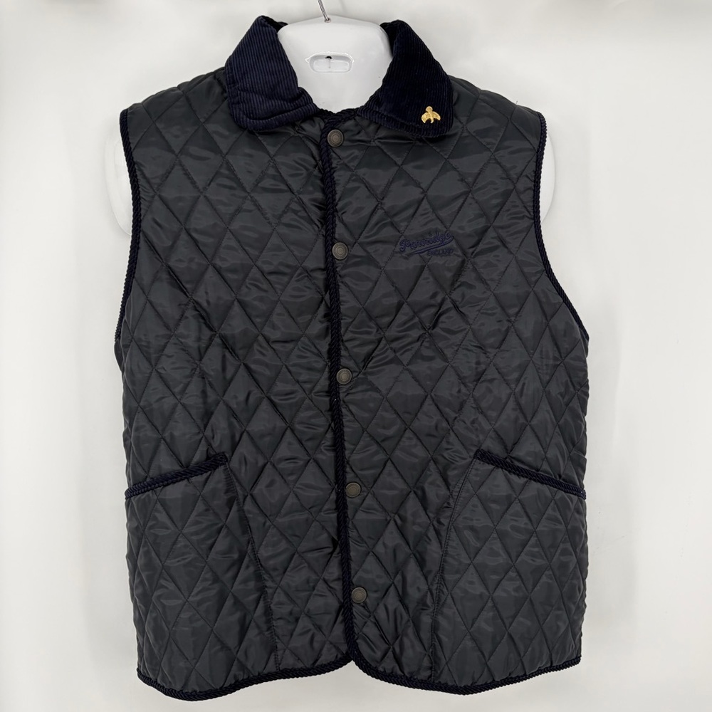 NWT John Partridge Quilted Vest Jacket Rag Gilet Mens L Navy Claret Red England
